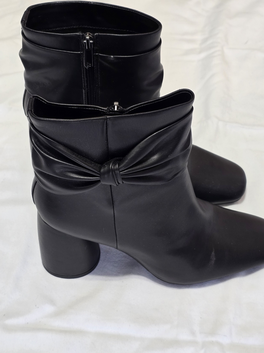 Black Ankle Boots with Knot Detail - Women's Fashion Boot